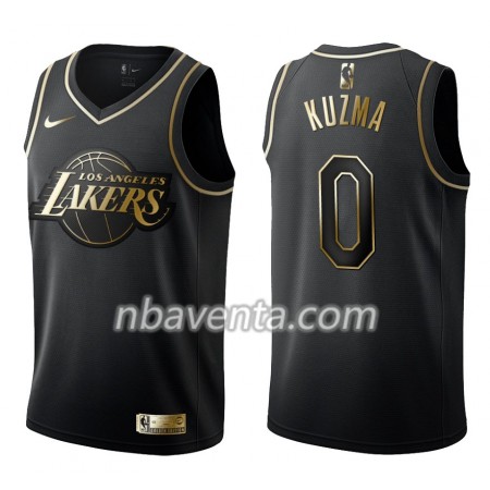 Camiseta Hombre Los Angeles Lakers Kyle Kuzma 0 Nike Negro Golden Edition Swingman